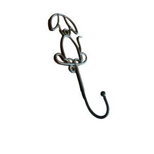 Dog Leash Wall Hook 7" Black Metal Cute Decor Pet